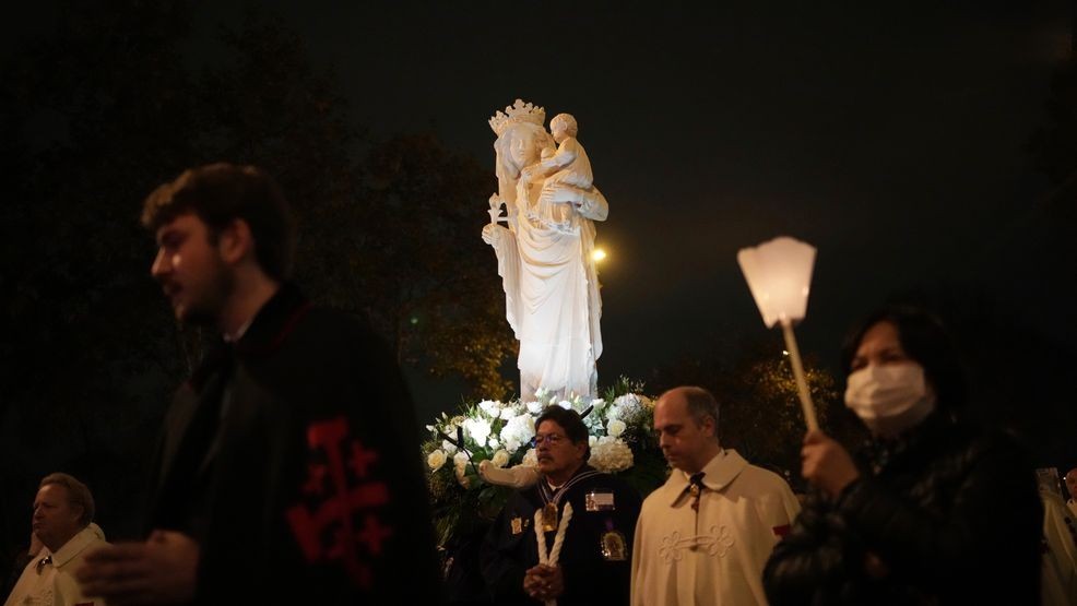 Image for story: Virgin Mary statue returns to Notre Dame Cathedral 5 years after devastating fire