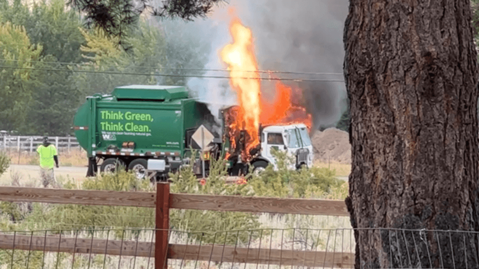 Image for story: No one hurt after garbage truck erupts in flames in Washoe Valley